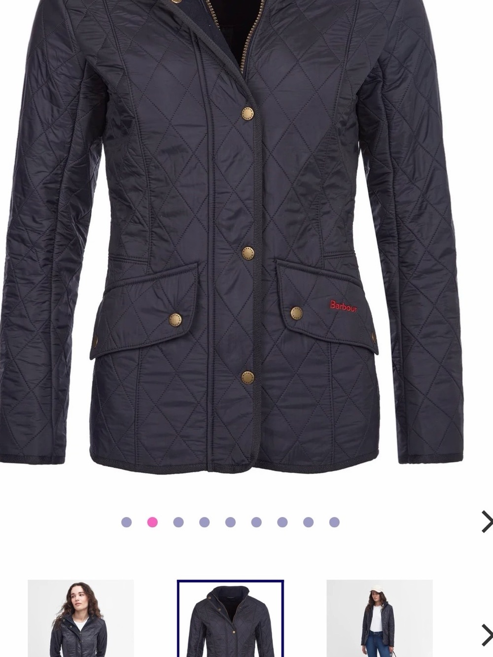 Barbour black Quilted Puffer Jacket with Gold-Tone Hardware